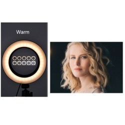 6 Inch LED Light Ring Dimmable Selfie Zoom Live Video Stream USB 