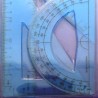 4 Piece Math Geometry Set: Linear Ruler, Set Squares, Protractor Clear Blue
