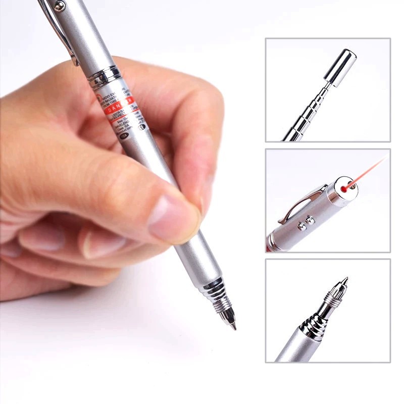 Quartet 4 Function Laser Pointer, Flashlight, Extendable Telescoping Metal Pointer Presentation Pen