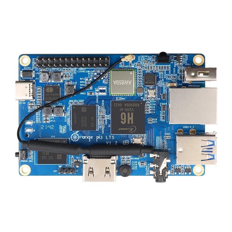 Orange Pi 3 LTS 2G8G EMMC with HDMI+WIFI+BT5.0, AllWinner H6 SoC,Open Source Board Computer,Run Android 9.0/ Ubuntu/ Debian OS