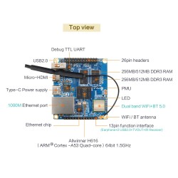 Orange Pi Zero 2 1GB RAM with Allwinner H616 Chip,Support BT, Wifi ,Run Android 10,Ubuntu,Debian OS Single Board