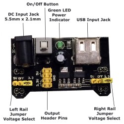 Breadboard Power Supply Module 3.3V & 5V (Arduino & Raspberry Pi Compatible)