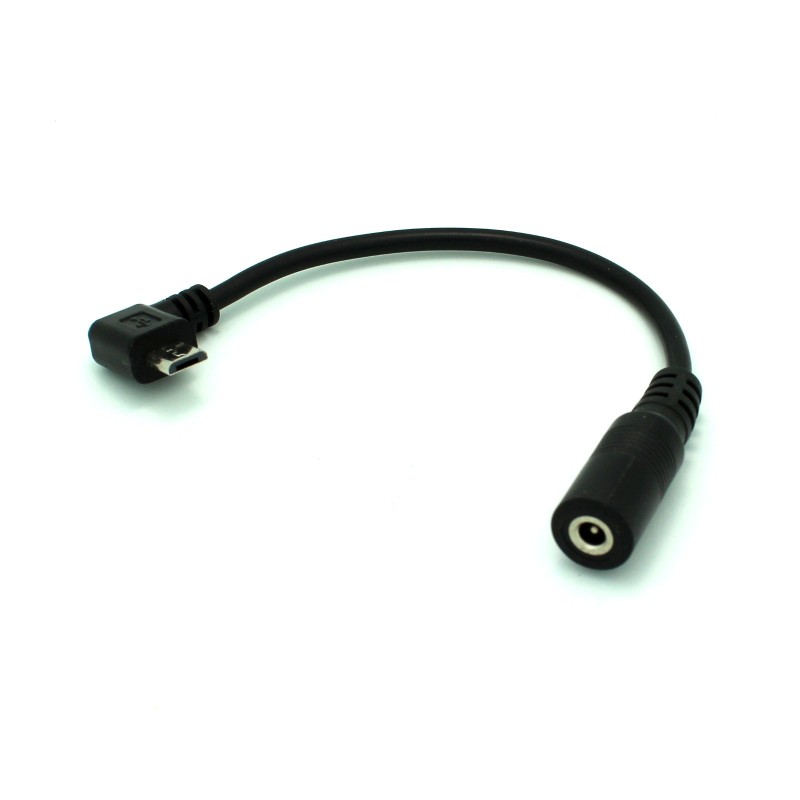 Female 3.5x1.35mm to Right Angle MicroUSB Power Adapter